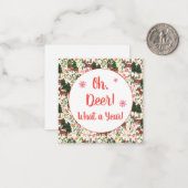 Oh, Deer What a Year Funny Holiday ノートカード (正面/裏面インサイチュ)