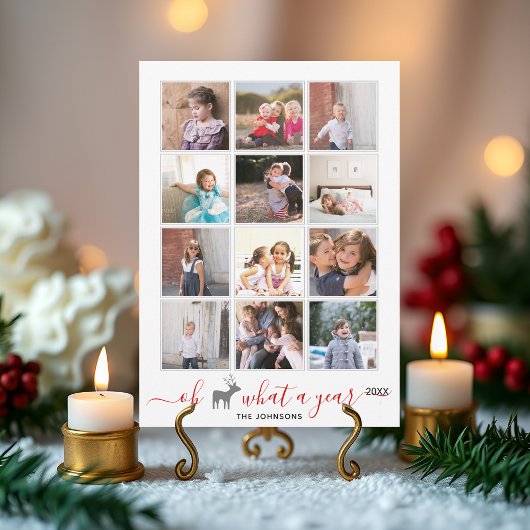 Oh deer what a year in review photo collage red シーズンカード