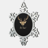 Oh Deer Whimsical Artistic Expression スノーフレークピューターオーナメント (右)