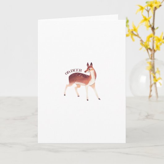 Oh Deer Whimsical Creative DesFolded Greeting Card カード (黄色い花)