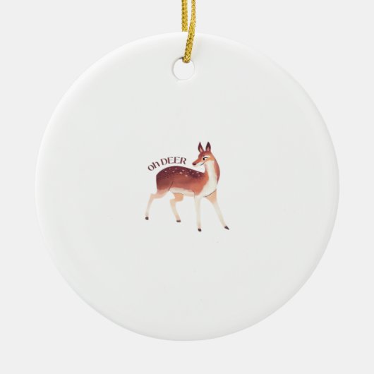 Oh Deer Whimsical Creative Design Ornament セラミックオーナメント (正面)