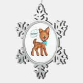 Oh Deer Whimsical Forest Vibe  スノーフレークピューターオーナメント (右)