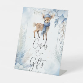 Oh Deer Winter Boy赤ちゃんシャワーカードとギフト 台座サイン