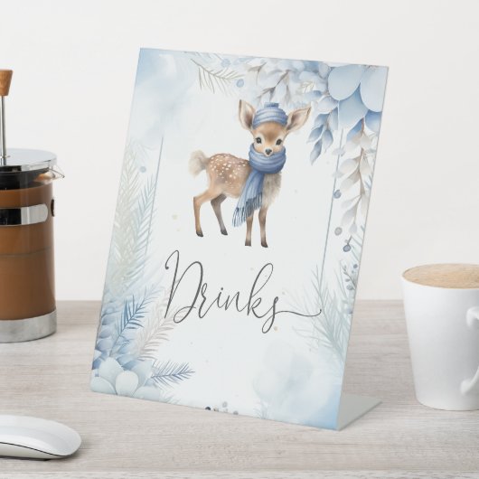 Oh Deer Winter Boy Baby Shower Drinks 台座サイン (インサイチュ)
