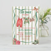 Oh Deer Winter Clothesline Baby Shower 招待状 (スタンド正面)