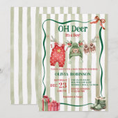 Oh Deer Winter Clothesline Baby Shower 招待状 (正面/裏面)
