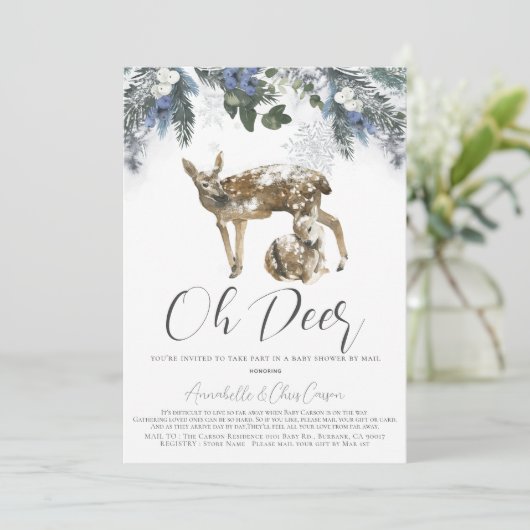 Oh Deer Winter Folids Baby Shower by Mail 招待状 (スタンド正面)