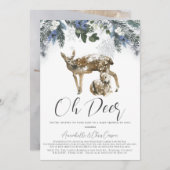 Oh Deer Winter Folids Baby Shower by Mail 招待状 (正面/裏面)