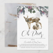 Oh Deer Winter Folids Baby Shower by Mail 招待状 (正面/裏面)