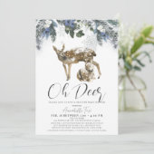 Oh Deer Winter Folids & Blueberry Baby Shower 招待状 (スタンド正面)