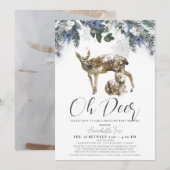 Oh Deer Winter Folids & Blueberry Baby Shower 招待状 (正面/裏面)