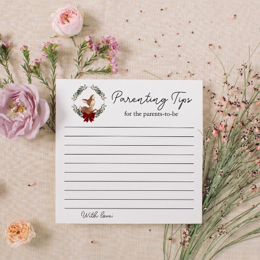 Oh Deer Winter Greenery赤ちゃんシャワー親のヒント ノートカード