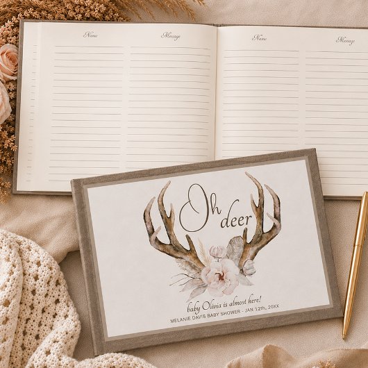 Oh Deer Woodland ベビーシャワー ゲストブック – Boho Wat