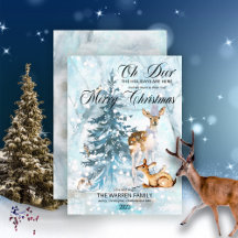 Oh Deer Woodland Animals Winter Merry Christmas