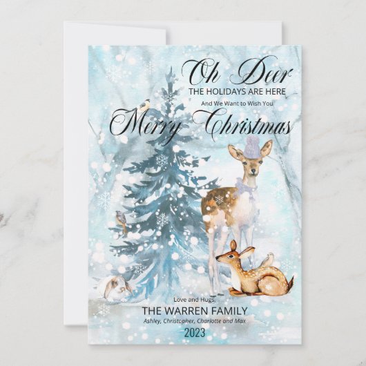 Oh Deer Woodland Animals Winter Merry Christmas (正面)