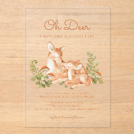 Oh Deer Woodland Forest Baby Shower  アクリル招待状