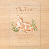 Oh Deer Woodland Forest Baby Shower アクリル招待状 (正面)