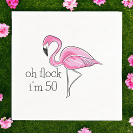 Oh Flock I'm 50 ピンクフラミンゴの誕生日 スタンダードカクテルナプキン