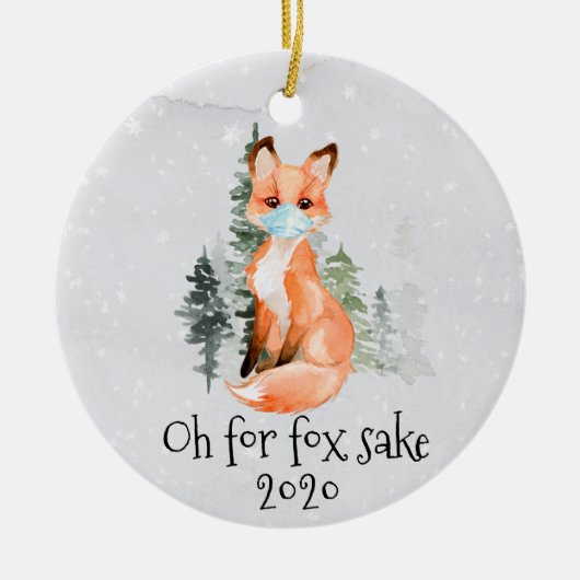OH forキツネ酒2020顔マスククリスマスギフト セラミックオーナメント (正面)