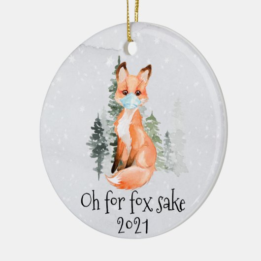 OH forキツネSAKE 2021顔マスククリスマス セラミックオーナメント (左)