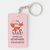 Oh For Fox Sake Pink and White Polka Dot キーホルダー (裏面)