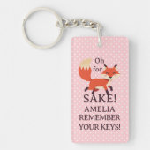 Oh For Fox Sake Pink and White Polka Dot キーホルダー (正面)