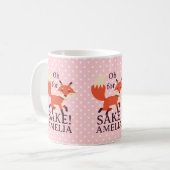 Oh For Fox Sake Pink Polka Dot コーヒーマグカップ (正面左)