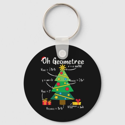 Oh geometreeおもしろいクリスマスツリー幾何学の数学のチーム キーホルダー (正面)