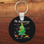 Oh geometreeおもしろいクリスマスツリー幾何学の数学のチーム キーホルダー (正面)