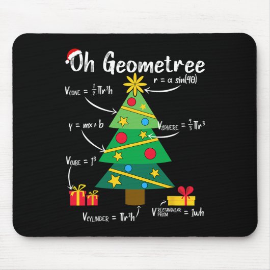 Oh geometreeおもしろいクリスマスツリー幾何学の数学のチーム マウスパッド (正面)