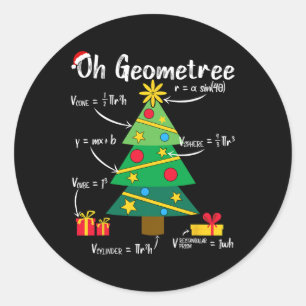 Oh geometreeおもしろいクリスマスツリー幾何学の数学のチーム ラウンドシール