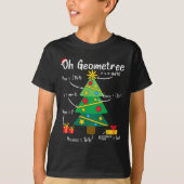 Oh geometreeおもしろいクリスマスツリー幾何学の数学のチーム tシャツ (正面)