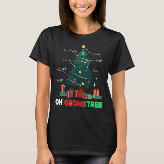 Oh Geometreeクリスマスツリープレゼント演算 Tシャツ (正面)