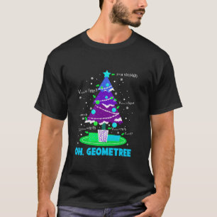 Oh Geometreeクリスマスツリー幾何学Math Long Sle Tシャツ