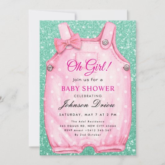 Oh Girl Baby Shower – Children’s Clothing Theme 招待状 (正面)