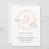 Oh Girl Frame Boho Rainbow Baby Shower 招待状 (正面)