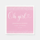 Oh Girl Pink Ombre Confetti Heart Script スタンダードカクテルナプキン (正面)