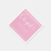 Oh Girl Pink Ombre Confetti Heart Script スタンダードカクテルナプキン (角)