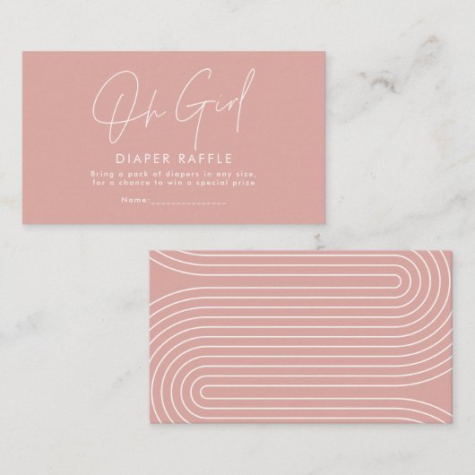 oh girl script pink baby shower omskirl whitesff w ノートカード (正面/裏面)