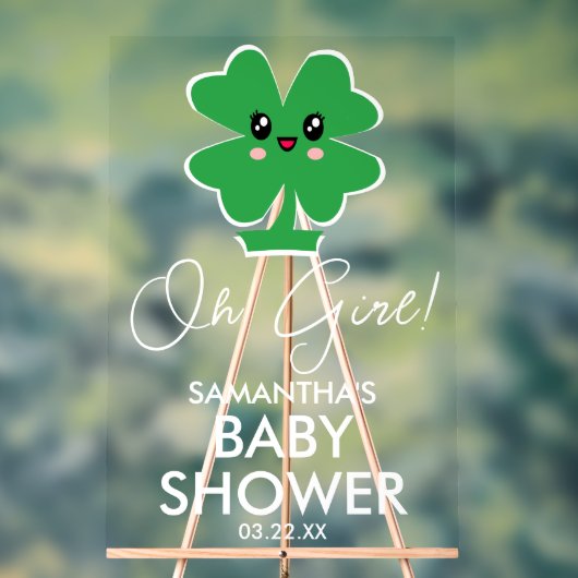 Oh Girl Shamrock Baby Showerへようこそ アクリルサイン (ニュートラル)