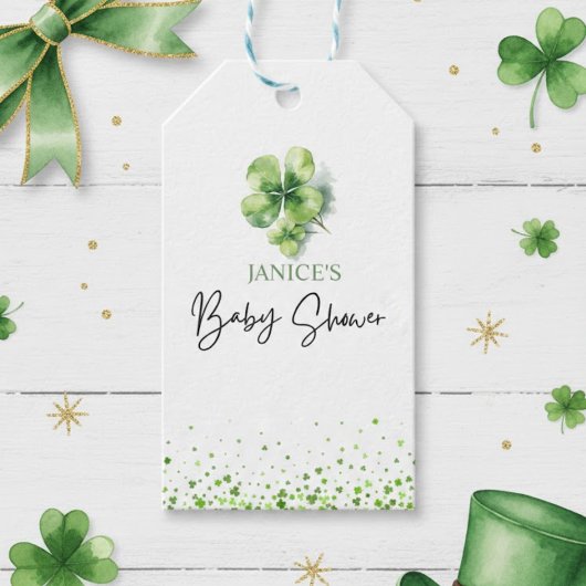 Oh Girl St. Patrick's Day Baby Shower Green  ギフトタグ