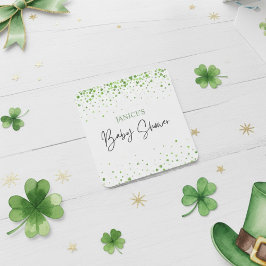 Oh Girl St. Patrick's Day Baby Shower Green  スクエアシール
