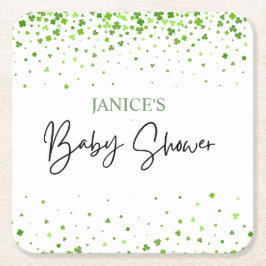 Oh Girl St. Patrick's Day Baby Shower Green  スクエアペーパーコースター