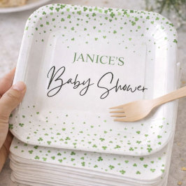 Oh Girl St. Patrick's Day Baby Shower Green  ペーパープレート
