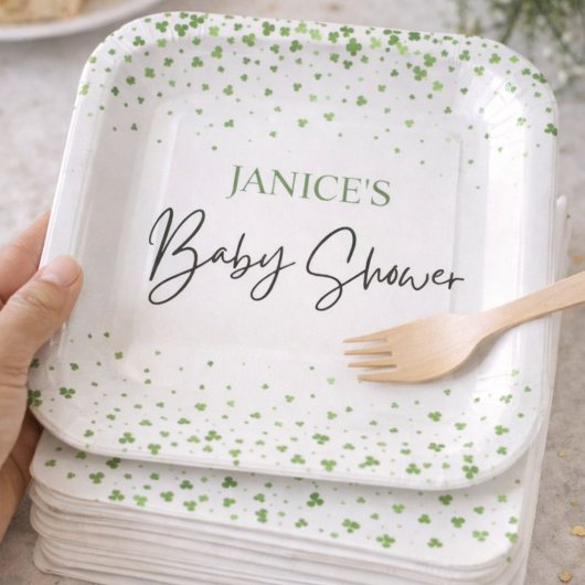 Oh Girl St. Patrick's Day Baby Shower Green  ペーパープレート
