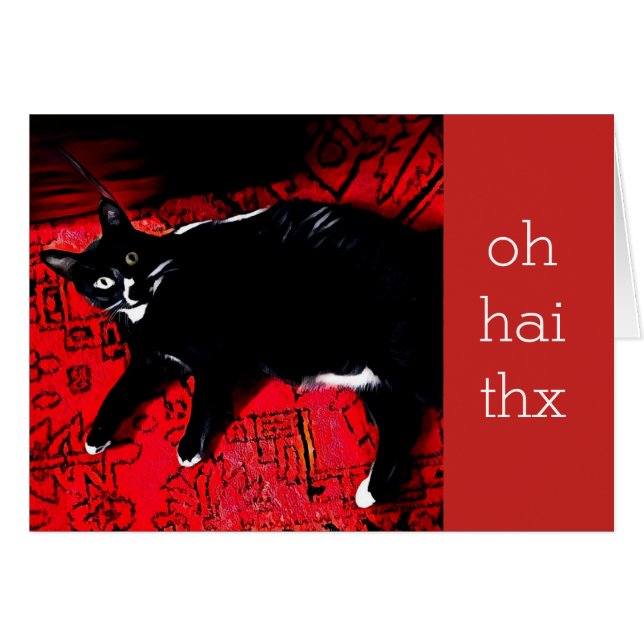 Oh Hai Thxのカスタマイズ可能なサンキューカード (正面横)