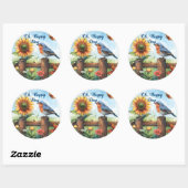 Oh Happy Day Bluebird and Sunflowerシール ラウンドシール (シート)