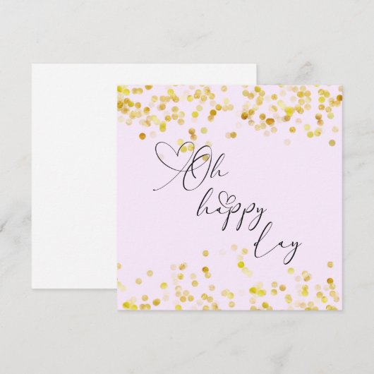 Oh Happy Day Gold Glitter Greeting Card カード (正面/裏面)