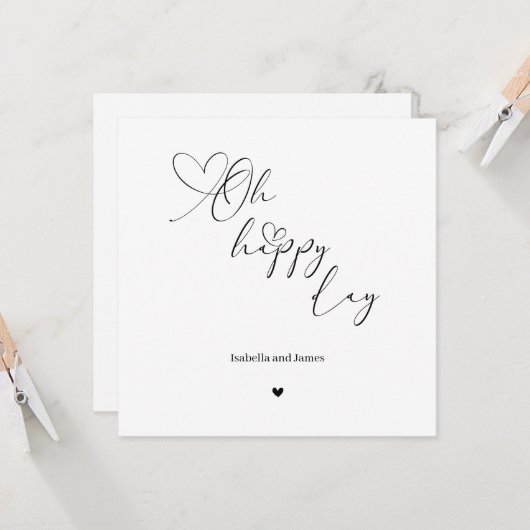 Oh Happy Day Heart Embellished Wedding  カード (正面/裏面インサイチュ)