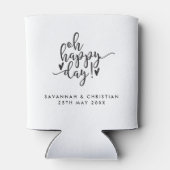 Oh Happy Day Script パーソナライズされた結婚'Koozie 缶クーラー (裏面)